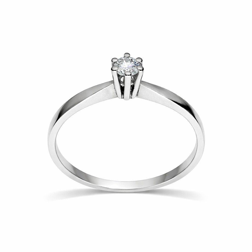 Witgouden Solitair Ring 0.17 crt.